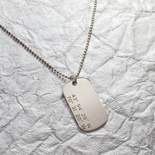 Dog Tag Necklace with Coordinates